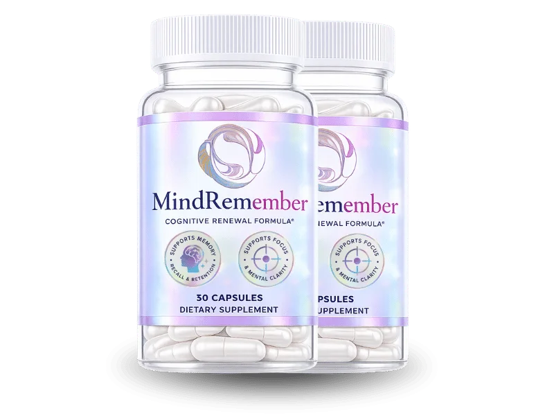 MindRemember cognitive renewal formula, a simple daily dietary supplement in vegetarian capsules