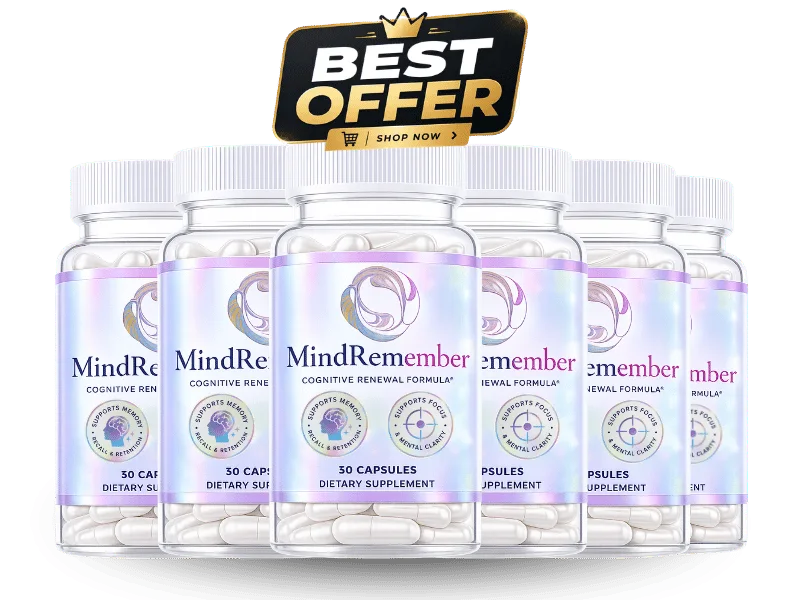 MindRemember six-bottle bundle, the 180-day supply of the cognitive renewal formula