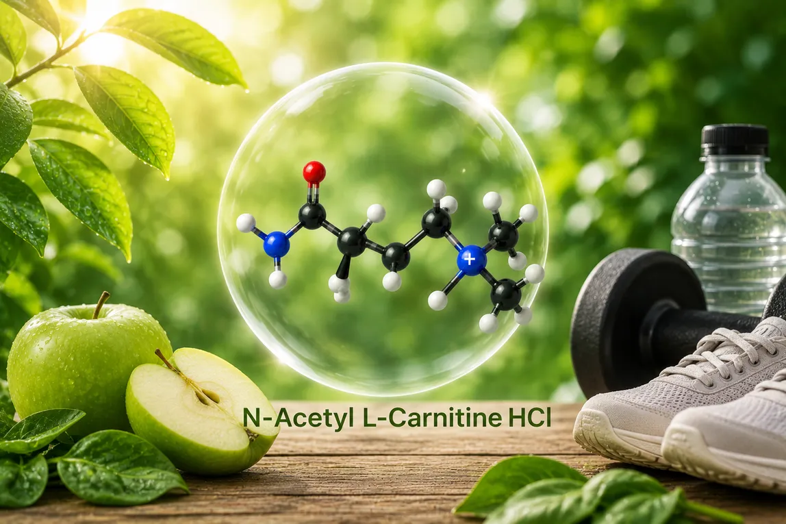 N-Acetyl L-Carnitine molecular model, the mitochondrial energy ingredient in MindRemember